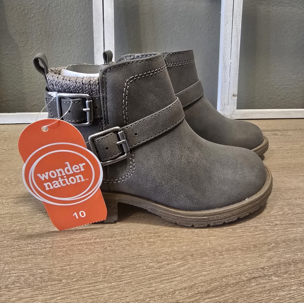 "Wonder Nation Toddler Girl's Sweater Knit Boots, Size 10, Gray